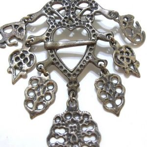 Norway Folklore Sterling Silver Dangle Brooch